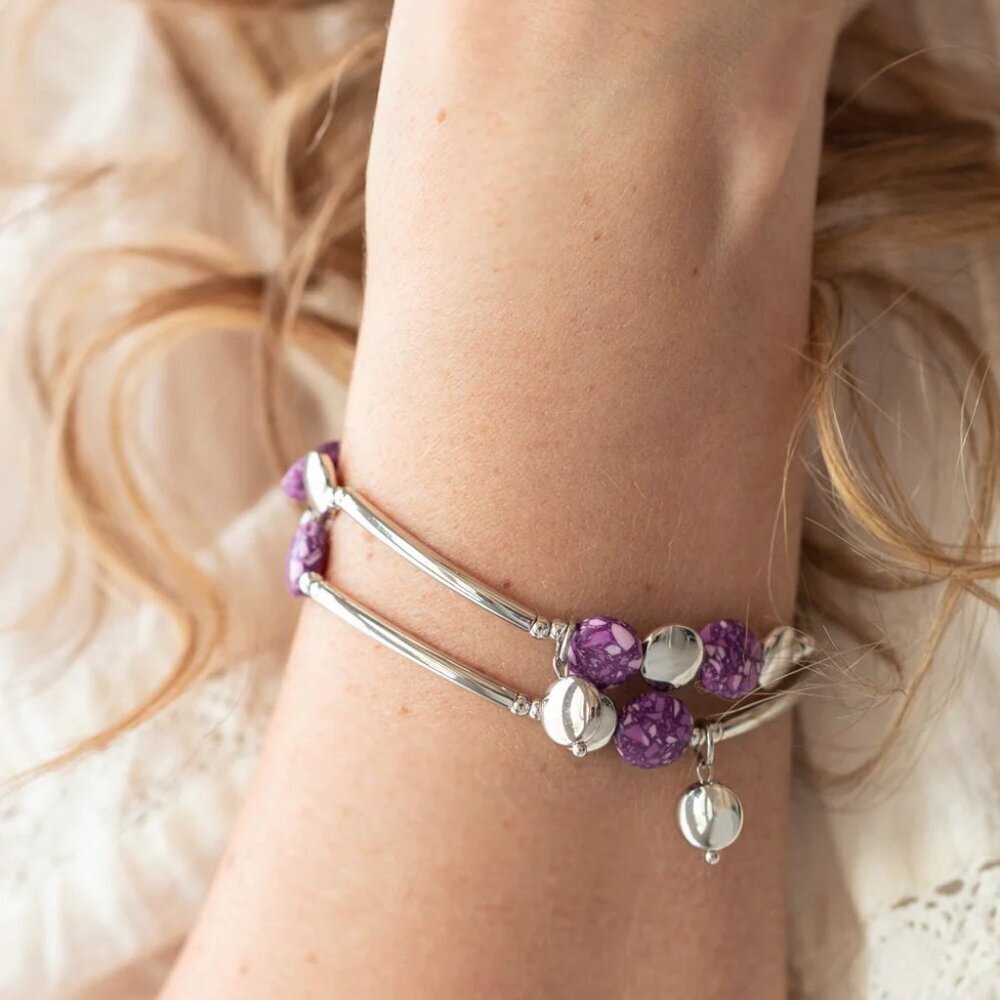 Paparazzi Jewelry Accessories - Terrazzo Territory - Purple Bracelet - Vintage